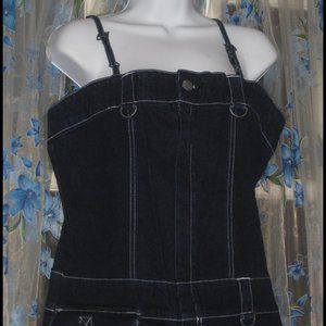 NEW Womens STREET BLUES DARK BLUE BUCKLE JEAN DENIM Tank Style DRESS Sz MED